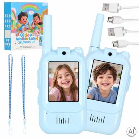   Interaktív Videós Gyermek Adóvevő Készlet – 2" LCD kijelző, beépített kamera és nyakpánt, 2 db, kék