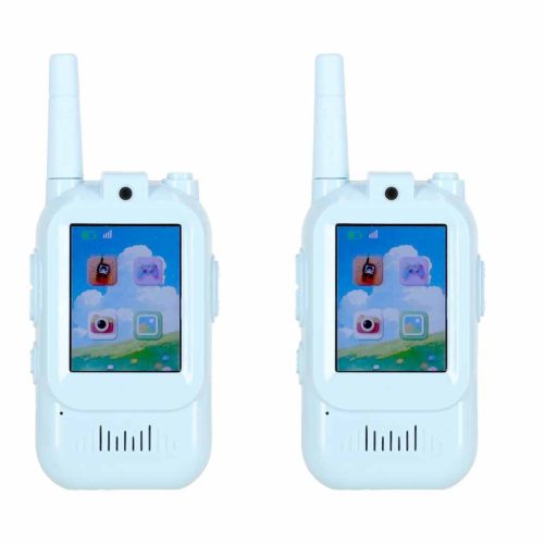 Interaktív Videós Gyermek Adóvevő Készlet – 2" LCD kijelző, beépített kamera és nyakpánt, 2 db, kék