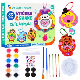   3D Sticker Gyermek kézműves készlet, aranyos állatkák táskadísz és kulcstartó készítő játék