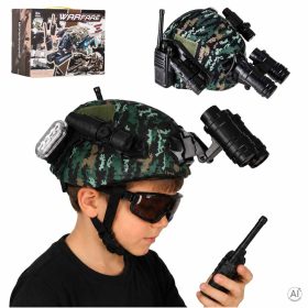   Gyerek katonai felszerelés játék szett, sisak, walkie-talkie, távcső, zseblámpa