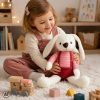 Cuki hosszú fülű Plüss Nyúl Kabala Csíkos Felsőben és Rövidnadrágban 36 cm