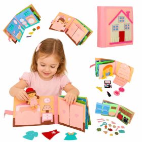   Montessori Csendeskönyv és 3D Filc Babaház, tépőzáras Oktatójáték