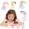Mini játékbaba készlet babaházhoz,  kislány babák színes ruhában 4 darabos készlet, 11 cm