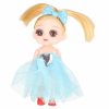 Mini játékbaba készlet babaházhoz,  kislány babák színes ruhában 4 darabos készlet, 11 cm