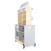 Multifunkciós 2 az 1 ben Fa Gyerekkonyha és Piaci stand krétatáblával, tartozékokkal, 105 cm, Szürke, fehér