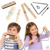 Fa hangszer 4 darabos szett gyermekeknek: Szájharmonika, Triangulum, Guiro