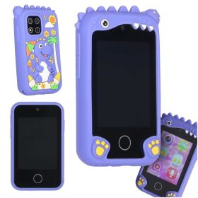   Érintőképernyős Gyerek Mobiltelefon dinoszaurusz Tokkal 8GB, kék