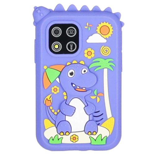 Érintőképernyős Gyerek Mobiltelefon dinoszaurusz Tokkal 8GB, kék