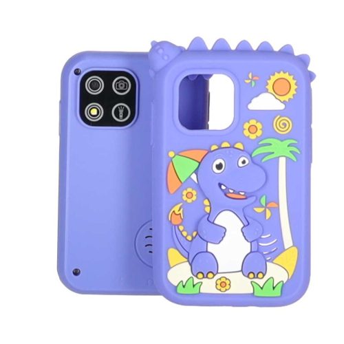 Érintőképernyős Gyerek Mobiltelefon dinoszaurusz Tokkal 8GB, kék