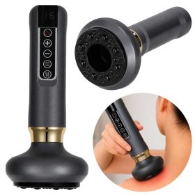   Kézi masszírozó, elektromos kínai köpölyöző, USB-töltés, 12 fokozat, szürke