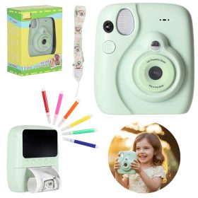   Digitális instant hőnyomtató fényképezőgép gyerekeknek 16x 128GB filcekkel, menta zöld
