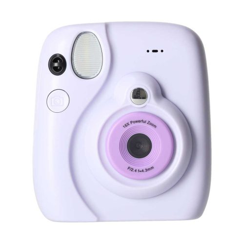 Digitális instant fényképezőgép, hőnyomtató funkcióval, 16x 128GB-os, lila