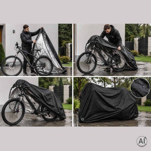 Univerzális vízálló motorkerékpár ponyva és robogó takaró ponyva tárolótáskával, rögzítőpánttal 200 x 70 x 110 cm