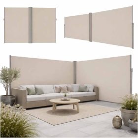   LUARO sarok terasz napellenző behúzható oldalárnyékoló 180 x 620 cm bézs színben