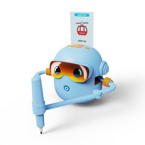 Interaktív rajz oktatató robot játék filcekkel, kék