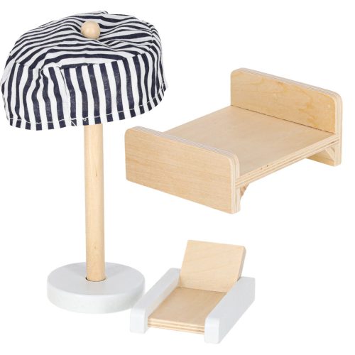 Fából készült babaház bútorokkal, 80cm rózsaszín , beépített LED világítással