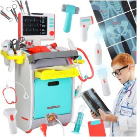   Interaktív Orvosi kocsi EKG monitorral 34 darabos doktor játékkészlet