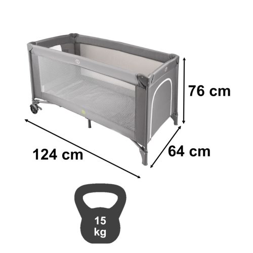 Összecsukható hálós utazóágy matraccal max. 15kg, szürke