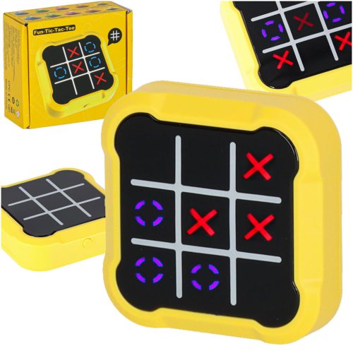 Elektronikus hordozható kirakós XO játék tic tac toe konzol - sárga