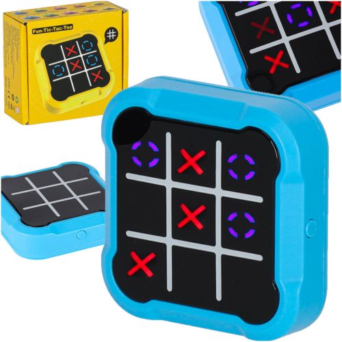 Elektronikus hordozható kirakós XO játék tic tac toe konzol - kék