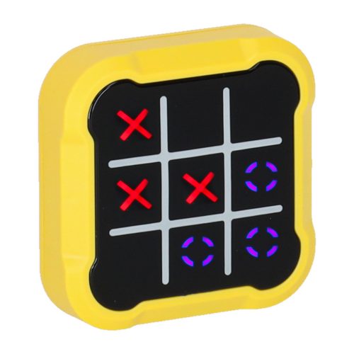 Hordozható, elektronikus amőba Tic-Tac-Toe konzol, sárga