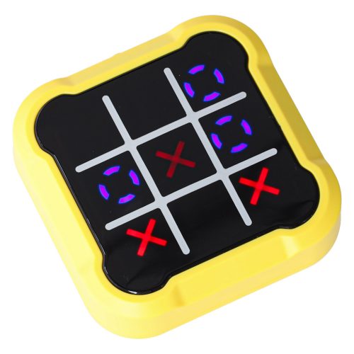 Hordozható, elektronikus amőba Tic-Tac-Toe konzol, sárga