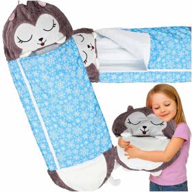   Hálózsákká alakítható Husky kutya mintás plüss, 2 az 1-ben párna