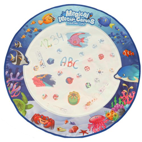 Mágikus Vízfestő rajzszőnyeg filcekkel, sablonokkal 80cm kerek - vízi világ