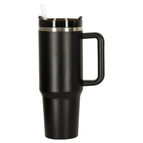 Termikus bögre szívószállal és fogantyúval termosz 1200ml fekete