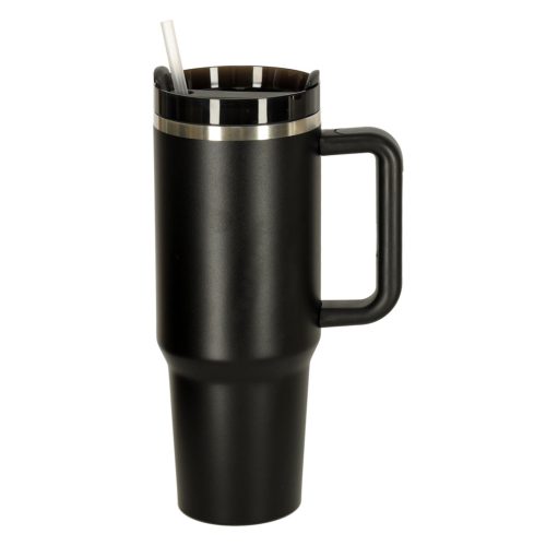 Termikus bögre szívószállal és fogantyúval termosz 1200ml fekete