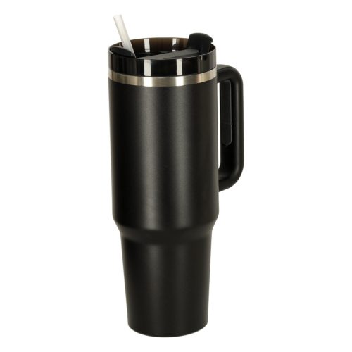 Termikus bögre szívószállal és fogantyúval termosz 1200ml fekete