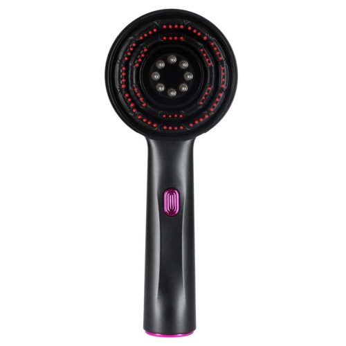 Fejbőr masszázskefe olaj applikátorral, fényterápiával, USB, fekete