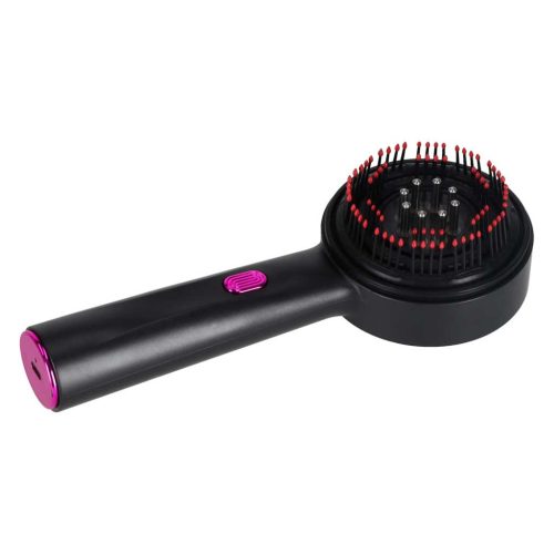 Fejbőr masszázskefe olaj applikátorral, fényterápiával, USB, fekete