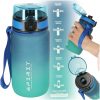 600 ml-es motivációs vizespalack hidratáltság jelzővel, szívószállal 600ml zöld-kék