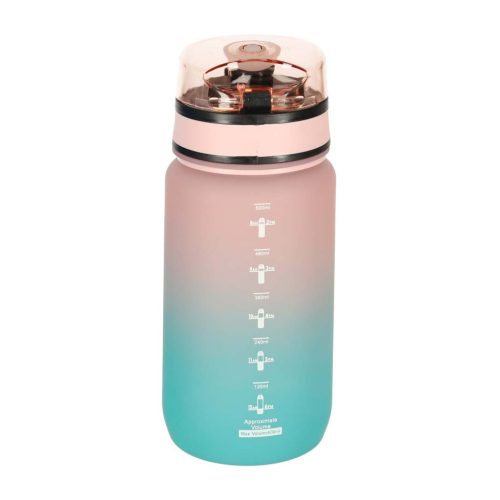 Sportpalack, vizespalack szívószállal, motivációs skálával, 600ml rózsaszín-kék