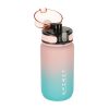 600 ml-es motivációs vizespalack hidratáltság jelzővel, szívószállal 600ml rózsaszín-kék