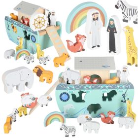   Fából készült szortírozó Lulilo Noé bárkája hajó állatok 9 elemű