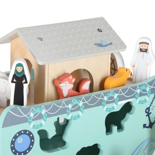 Fából készült szortírozó Lulilo Noé bárkája hajó állatok 9 elemű