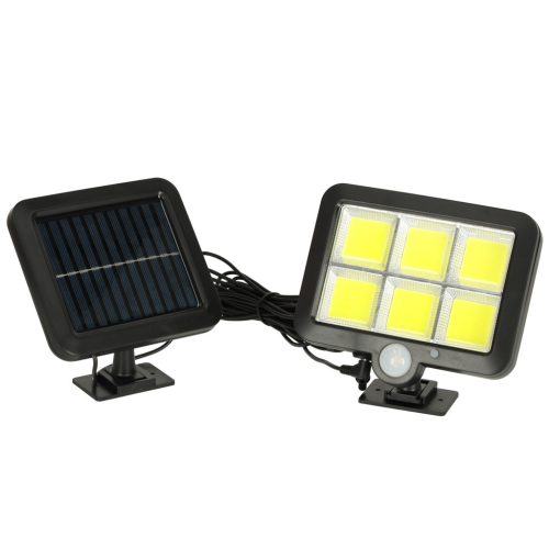 Kültéri Napelemes mozgás- és szürkületérzékelő lámpa 120 LED, távirányítóval