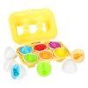 Oktatási puzzle tojás válogató formák montessori gyümölcsök zöldség 6db