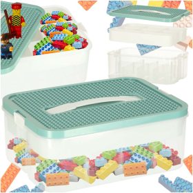   Építőjáték, Lego, apró játék tároló doboz rekeszekkel, fedéllel