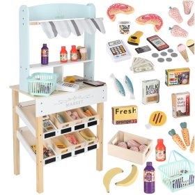   LULILO Melo fából készült piaci stand szupermarket pénztárgéppel