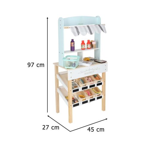 LULILO Melo fából készült piaci stand szupermarket pénztárgéppel