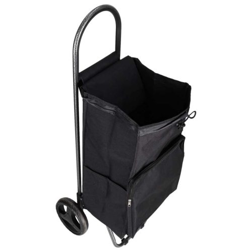 Hőszigetelt gurulós bevásárlótáska, bevásárlókocsi zsebbel, 95 cm, fekete