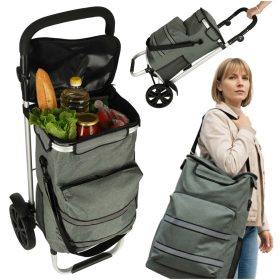 Kerekes bevásárlótáska alumínium vázzal 100cm szürke