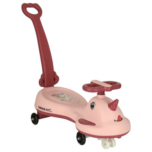 Swing FIX S1 gravitációs roller, bobocar fogantyúval, LED világítással, rózsaszín max 65kg