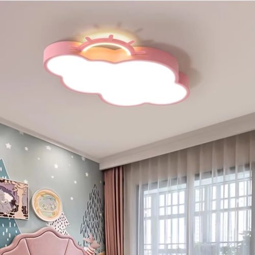 LUMELA LED mennyezeti lámpa gyerekszobába dimmelhető + TÁVIRÁNYÍTÓ - felhő pink