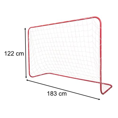 Hordozható foci edzőfocikapu gyerekeknek 183 x 122 x 61 cm, piros fém vázzal