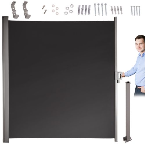 LUARO behúzható árnyékoló 180 x 400 cm szürke, oldalsó terasz napellenző