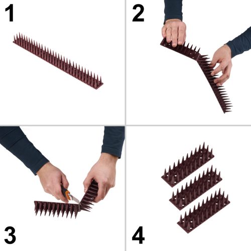 Madár riasztó Galamb tüskék műanyag, sűrű fokokkal, barna 8db, egyenként 43 cm